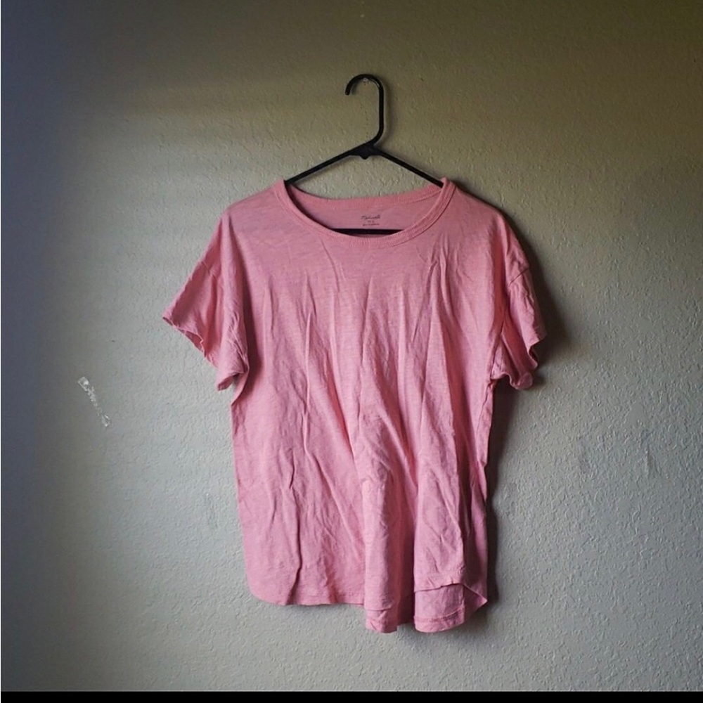 Madewell Pink Crew Neck Short Sleeve Basic Tee Shirt Top Women’s size Large